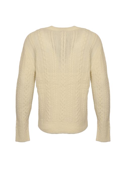 Maglione a trecce in lana Panna Paolo Pecora | A046 F0121102